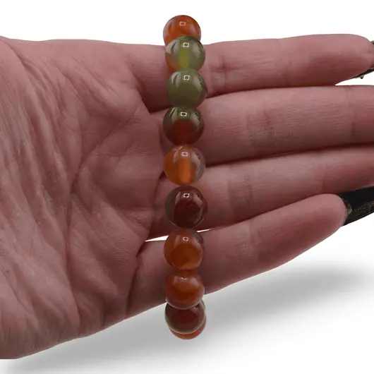 Bratara Agat galben cu verde sfere 10mm, imagine 3