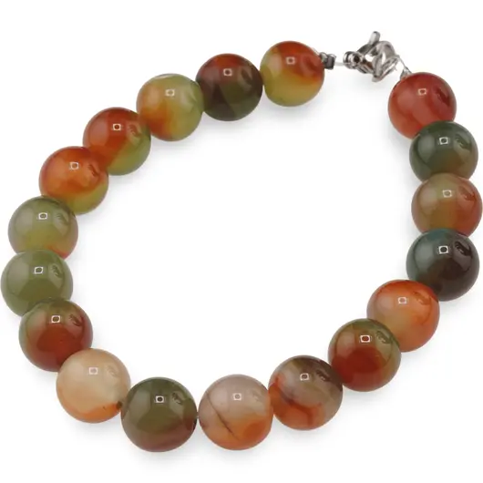 Bratara Agat galben cu verde sfere 10mm