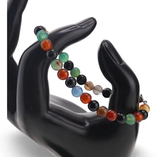 Bratara Agat multicolor sfere 6mm, imagine 2