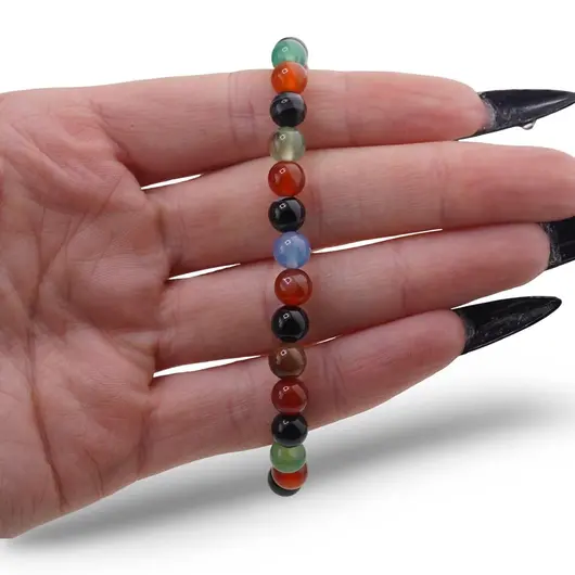 Bratara Agat multicolor sfere 6mm, imagine 3