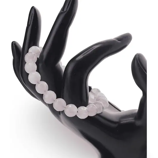 Bratara Cuart roz sfere fatetate 8mm, imagine 2