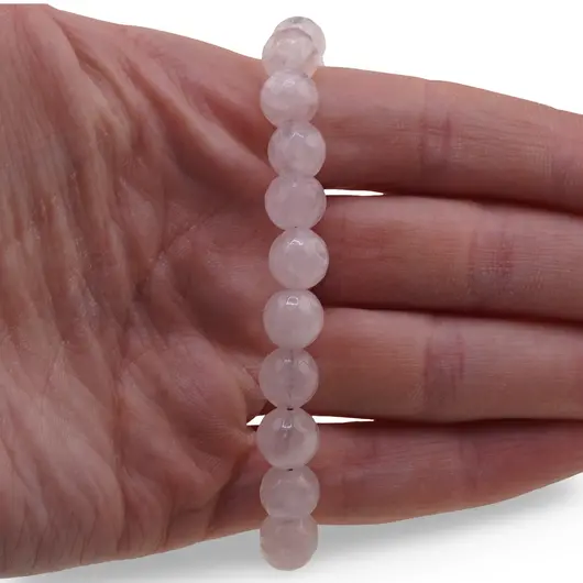 Bratara Cuart roz sfere fatetate 8mm, imagine 3