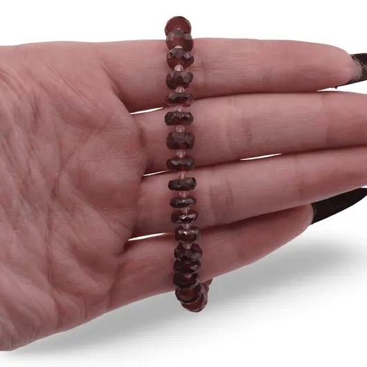 Bratara Granat discuri fatetate 7mm, Cristal de stanca sfere fatetate 2mm si argint 925, imagine 3