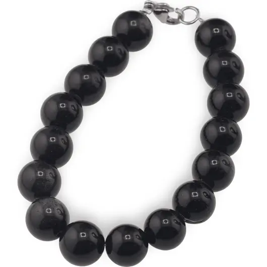 Bratara Obsidian auriu sfere 10mm