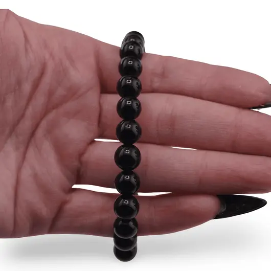 Bratara Obsidian auriu sfere 8mm, imagine 3