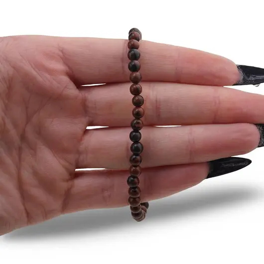 Bratara Obsidian mahon sfere 4mm, imagine 3