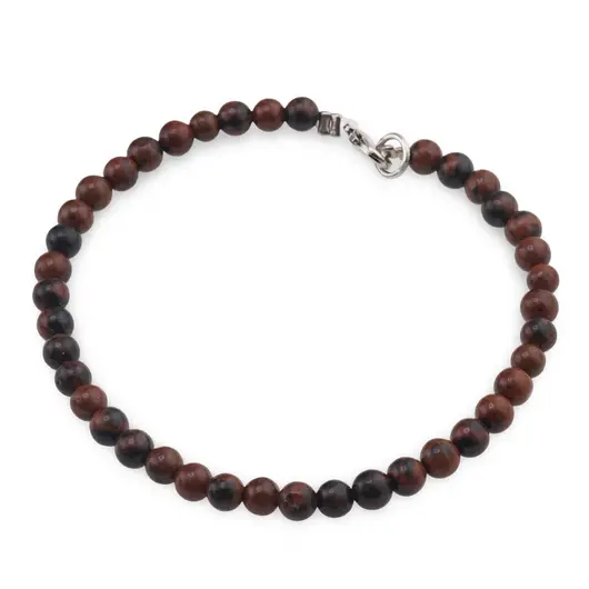 Bratara Obsidian mahon sfere 4mm