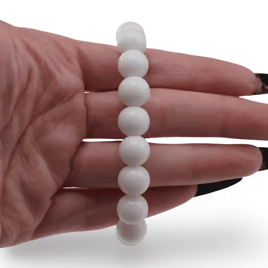 Bratara Onix alb sfere 10mm, imagine 3