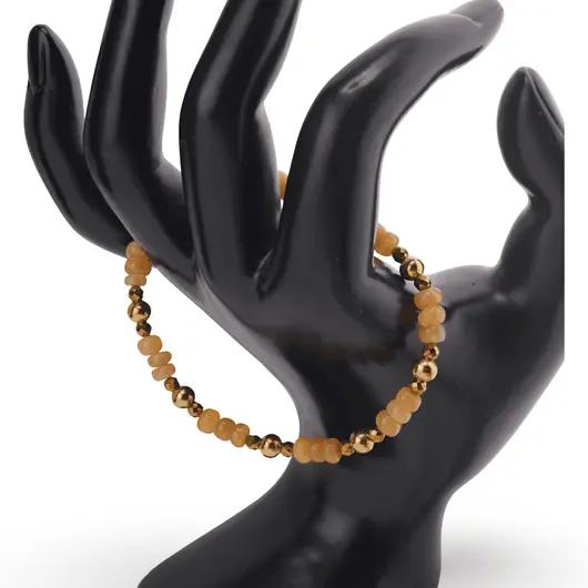 Bratara Opal de foc rondele 5-6mm, Hematit auriu sfere fatetate 3mmsi elemente aurii cu inchizatoare aurie, imagine 2