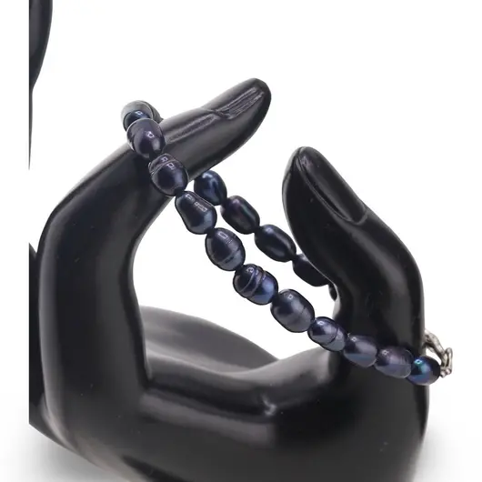 Bratara Perle de cultura albastre lunguiete 6-8mm, imagine 2