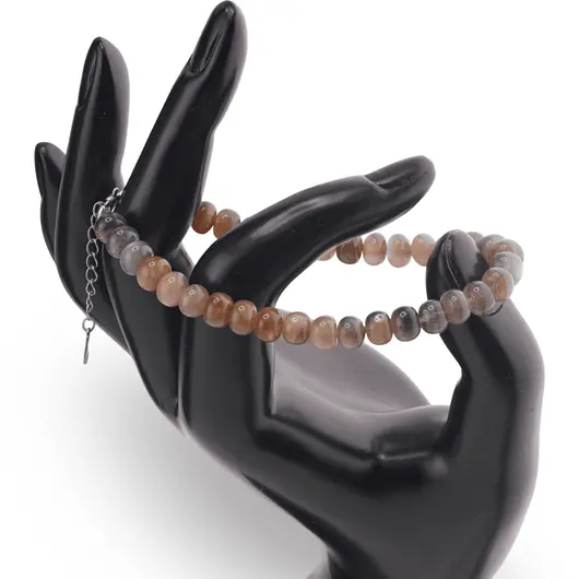 Bratara Piatra lunii maro - gri rondele 6-7mmn si argint 925, imagine 2