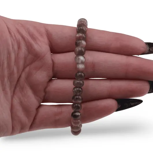 Bratara Piatra lunii maro - gri rondele 6-7mmn si argint 925, imagine 3