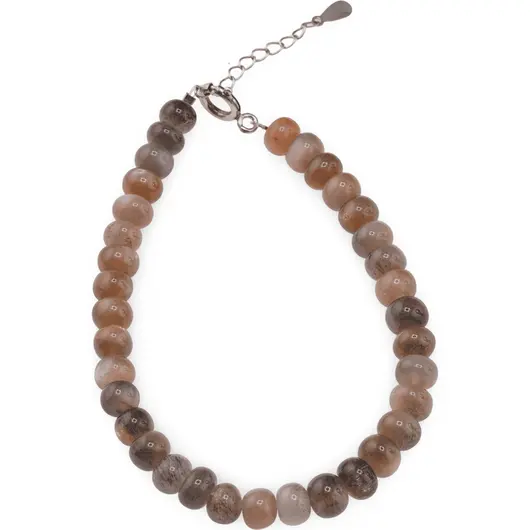 Bratara Piatra lunii maro - gri rondele 6-7mmn si argint 925