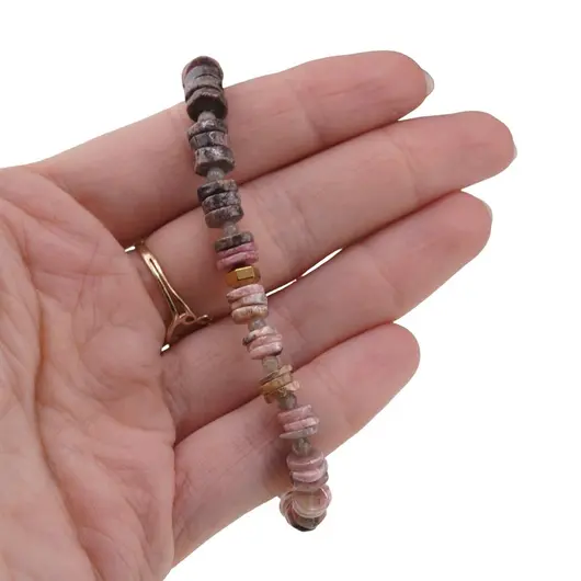 Bratara Rodonit si Rodocrozit rondele 6-7mm, Labradorit 3mm si Hematit auriu, imagine 3