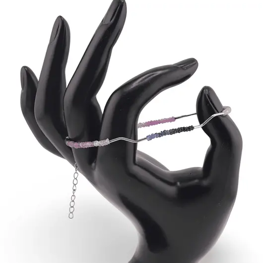 Bratara Safir multicolor discuri fatetate 3mm si elemente de argint 925, imagine 2