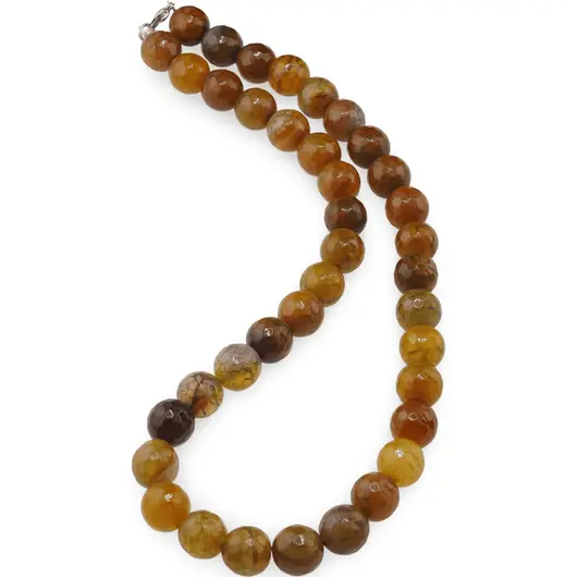 Colier Agat Crabfire sfere fatetate 12mm