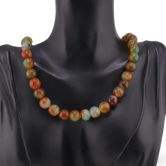 Colier Agat galben cu verde sfere 10mm, imagine 2