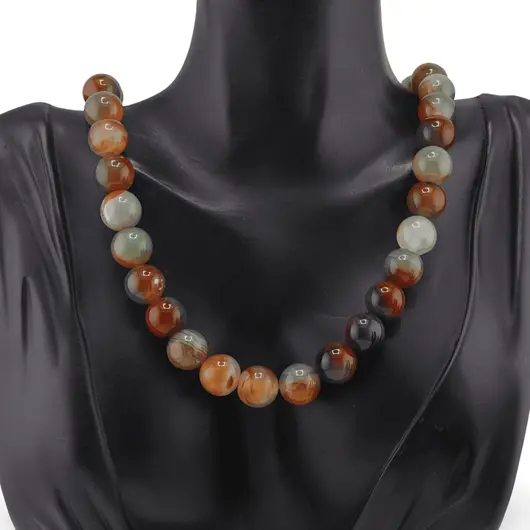 Colier Agat galben cu verde sfere 12mm, imagine 2