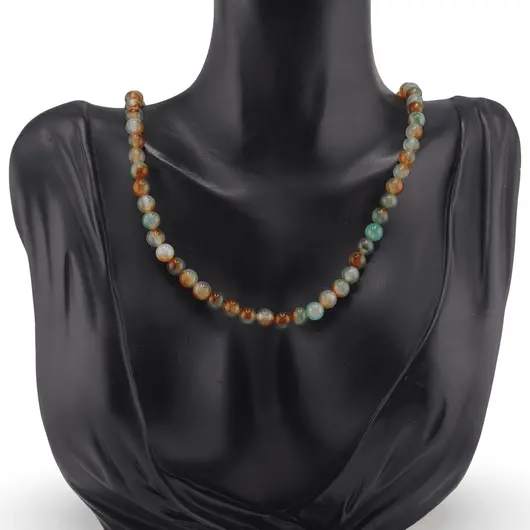 Colier Agat galben cu verde sfere 6mm, imagine 2