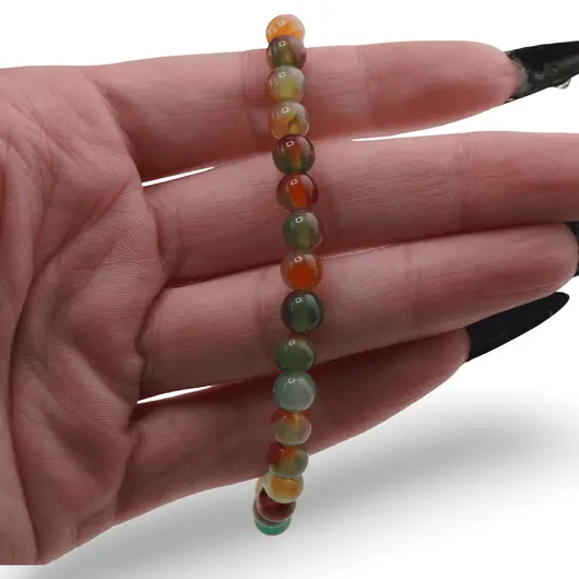 Colier Agat galben cu verde sfere 6mm, imagine 3