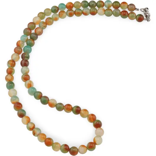 Colier Agat galben cu verde sfere 6mm