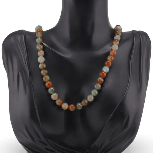 Colier Agat galben cu verde sfere 8mm, imagine 2