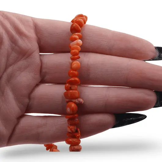 Colier Coral portocaliu chips 6-12mm, imagine 3