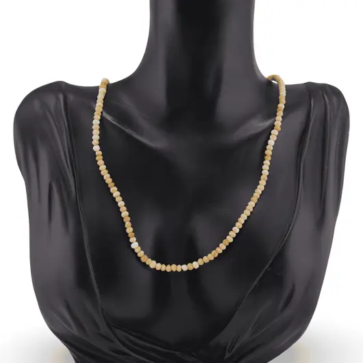 Colier Jad galben discuri fatetate 3-4mm si argint 925, imagine 2