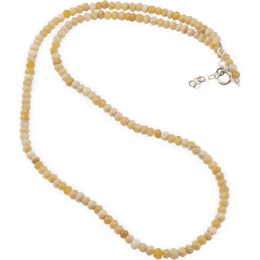 Colier Jad galben discuri fatetate 3-4mm si argint 925