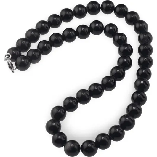 Colier Obsidian auriu sfere 10mm