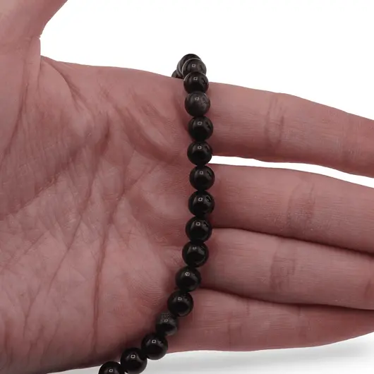 Colier Obsidian auriu sfere 6mm, imagine 3