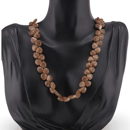 Colier Piatra lunii maro briolete 8-9mm si argint 925, imagine 2