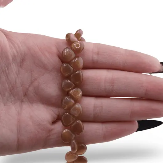 Colier Piatra lunii maro briolete 8-9mm si argint 925, imagine 3