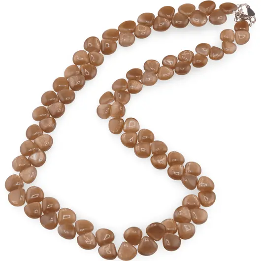 Colier Piatra lunii maro briolete 8-9mm si argint 925