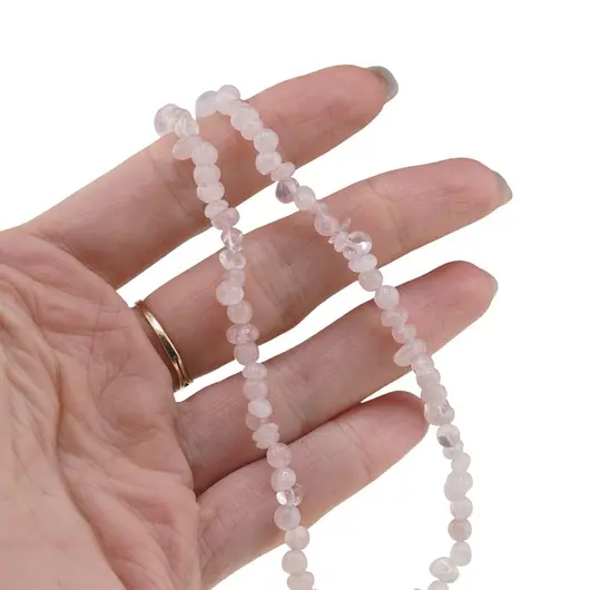 Colier pietre neuniforme Cuart roz, 6-8mm, imagine 4