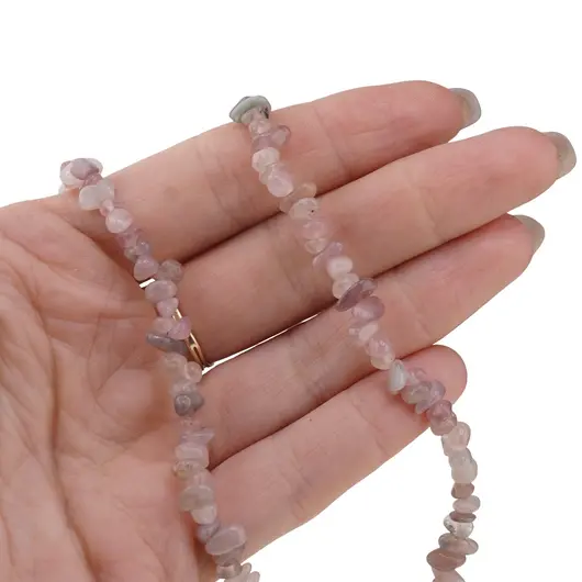 Colier pietre neuniforme Cuart roz cu Agat, 6-8mm, imagine 4