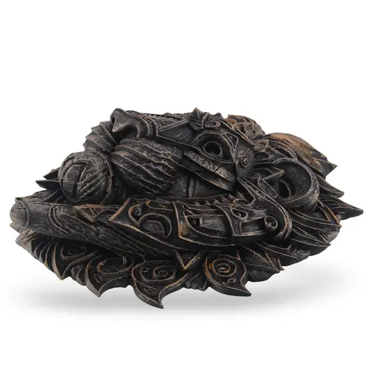 Decoratiune Cap de Leu cu detalii tribale gravate antichizata manual - 18,5cm, imagine 2