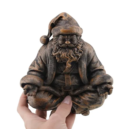 Decoratiune Mos Craciun in pozitie de lotus antichizata manual - 14,5cm, imagine 3