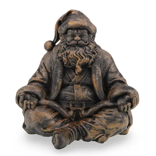 Decoratiune Mos Craciun in pozitie de lotus antichizata manual - 14,5cm