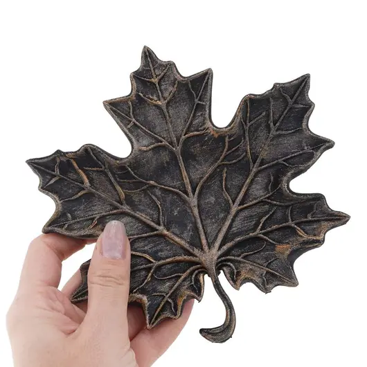 Decoratiune / Suport pentru cristale, model frunza de artar antichizata manual - 15cm, imagine 3