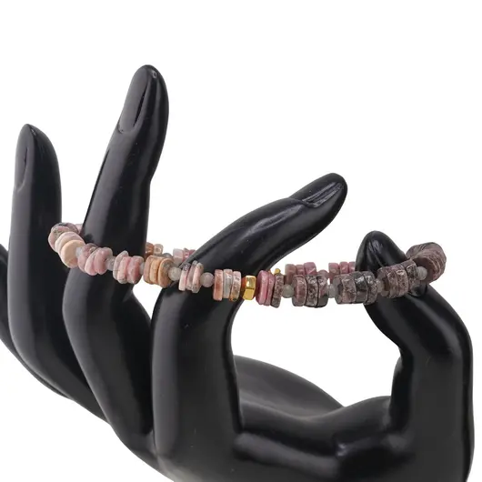 Set colier si bratara Rodonit si Rodocrozit rondele 6-7mm, Labradorit 3mm si Hematit auriu, imagine 2