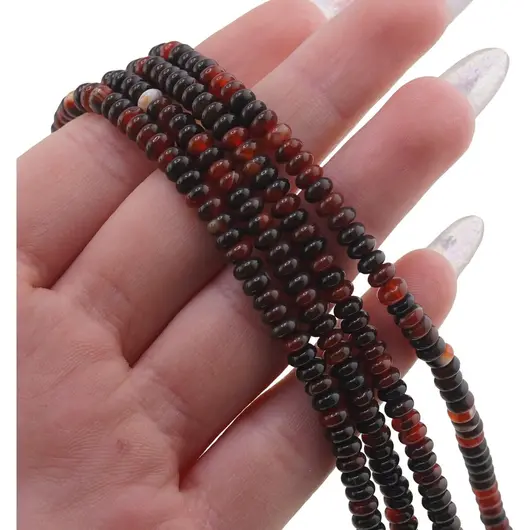 Sirag Agat carneolizat rondele 4mm, 38cm, imagine 3