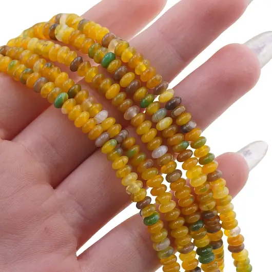 Sirag Agat galben cu verde rondele 4-5mm, 37-38cm, imagine 3