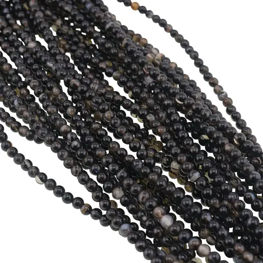 Sirag Agat negru sfere 4mm, 38-39cm, imagine 2