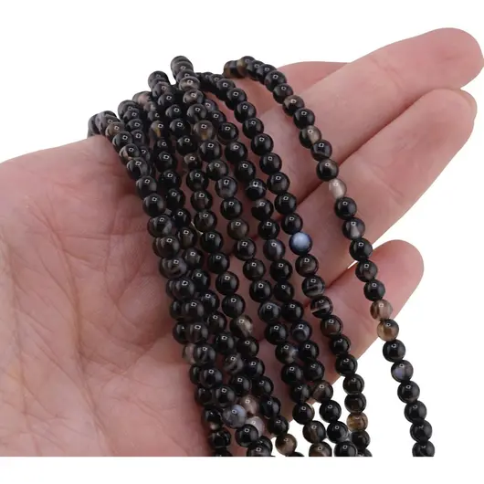 Sirag Agat negru sfere 4mm, 38-39cm, imagine 3