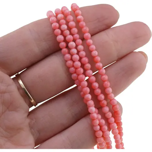 Sirag Coral roz sfere 3-4mm, 38-40cm, imagine 3