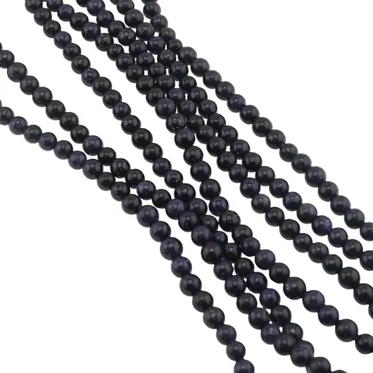 Sirag Goldstone albastru sfere 4mm, 37-38cm, imagine 2