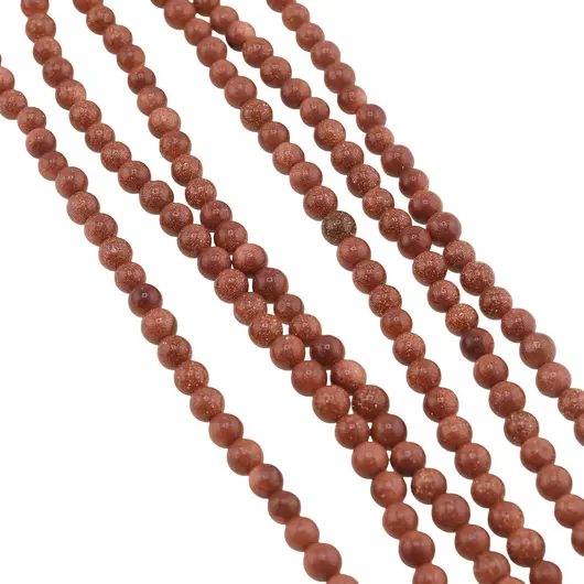 Sirag Goldstone maro sfere 4mm, 37-38cm, imagine 2