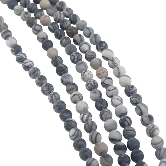 Sirag Jasp Pinolith mat sfere 4-5mm, 36-39cm, imagine 2