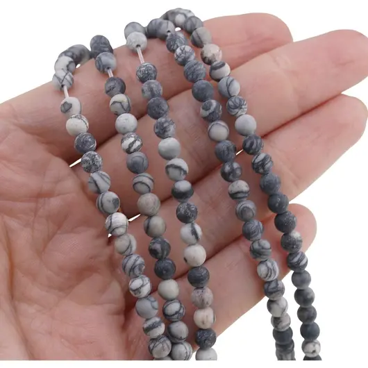 Sirag Jasp Pinolith mat sfere 4-5mm, 36-39cm, imagine 3